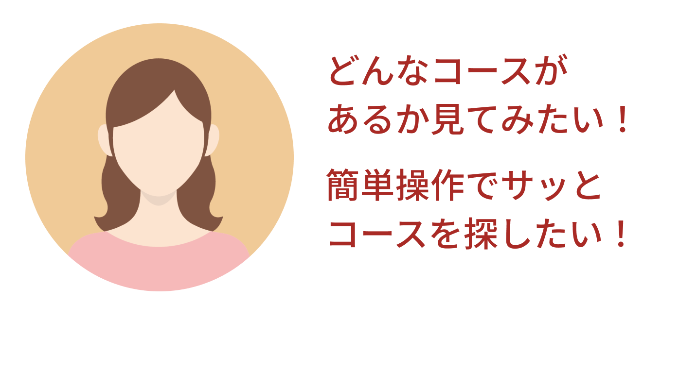 コースが多すぎて決められない... コース選びが面倒、簡単に探したい...
